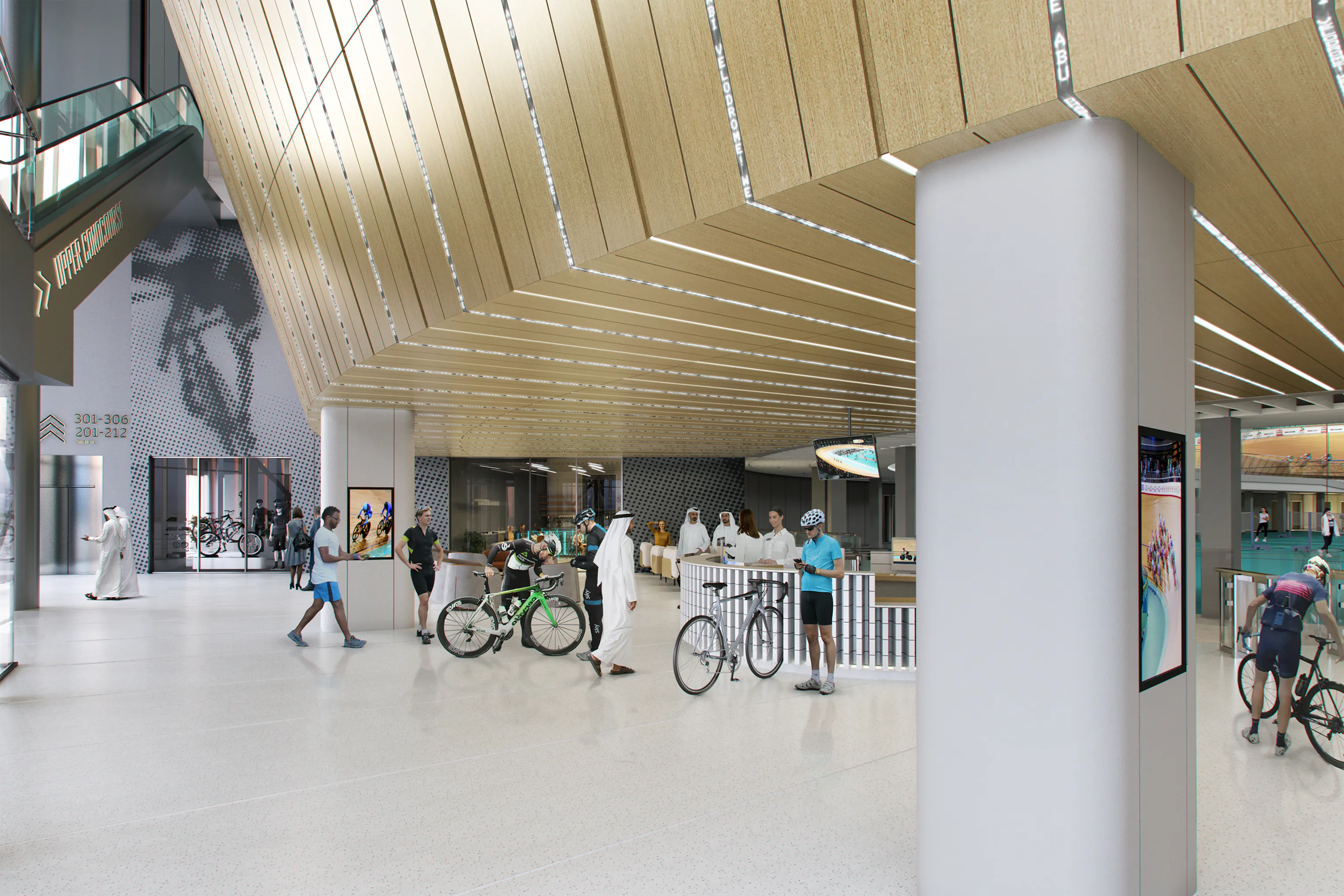 Wiedemann Lampe WL Velodrome Abu Dhabi Building Render Interior 6 6000px 3x2
