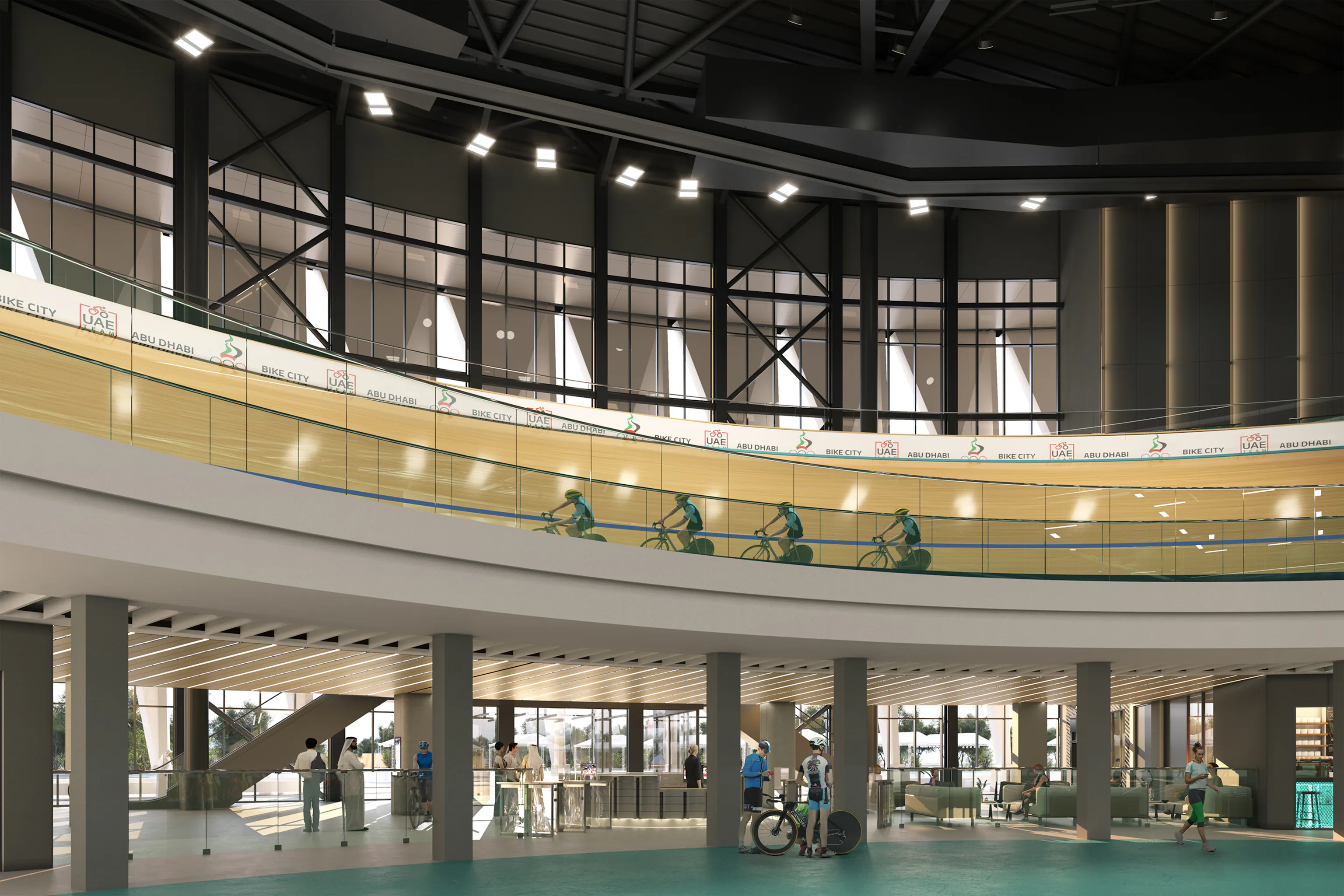 Wiedemann Lampe WL Velodrome Abu Dhabi Building Render Interior 2 6000px 3x2